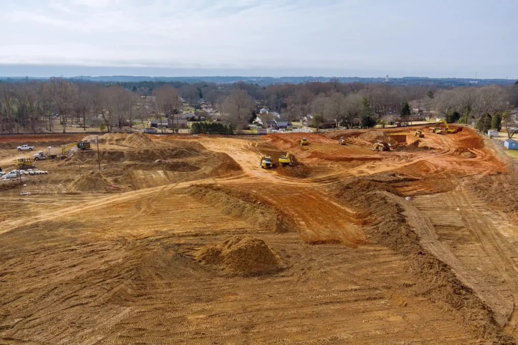 Large-scale land grading and earthmoving project for residential development